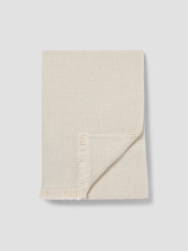 Oatmeal Textured Cotton Throw Blanket - Soft Fringe