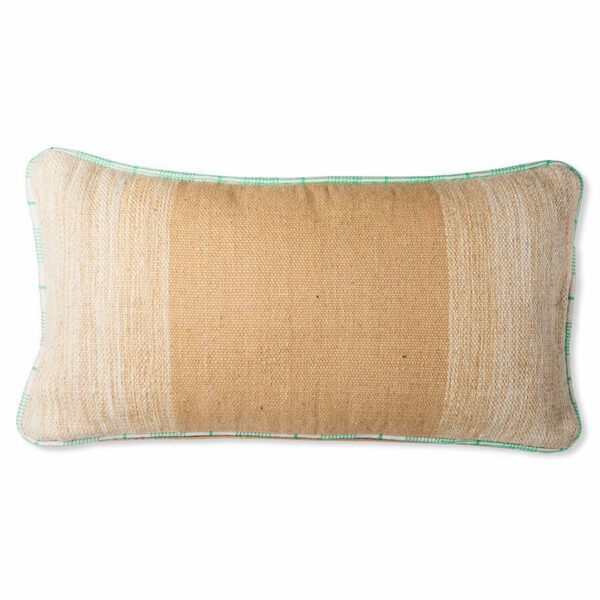 Hand woven wool lumbar pillow - Camel